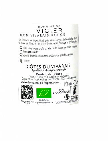 Vivarais Rouge  - Domaine de Vigier