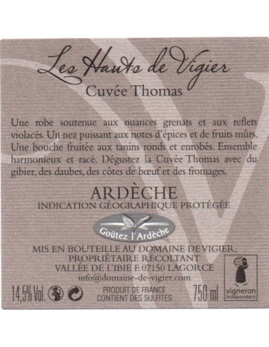 Cuvée Thomas - Domaine de Vigier